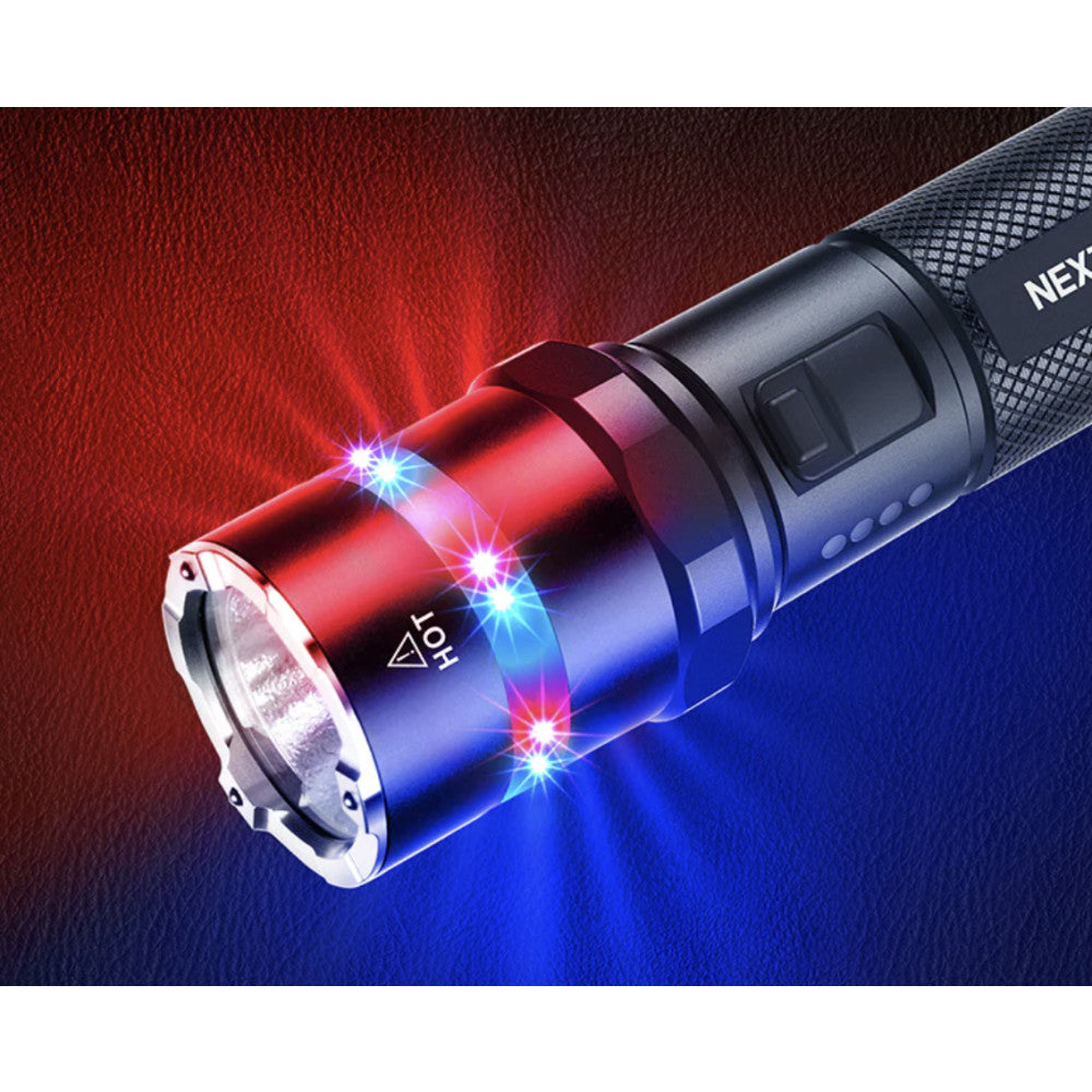 Next Torch Flashlight NEXTORCH P84 3000 Lumen Rechargeable Duty Flashlight with Red and Blue ...