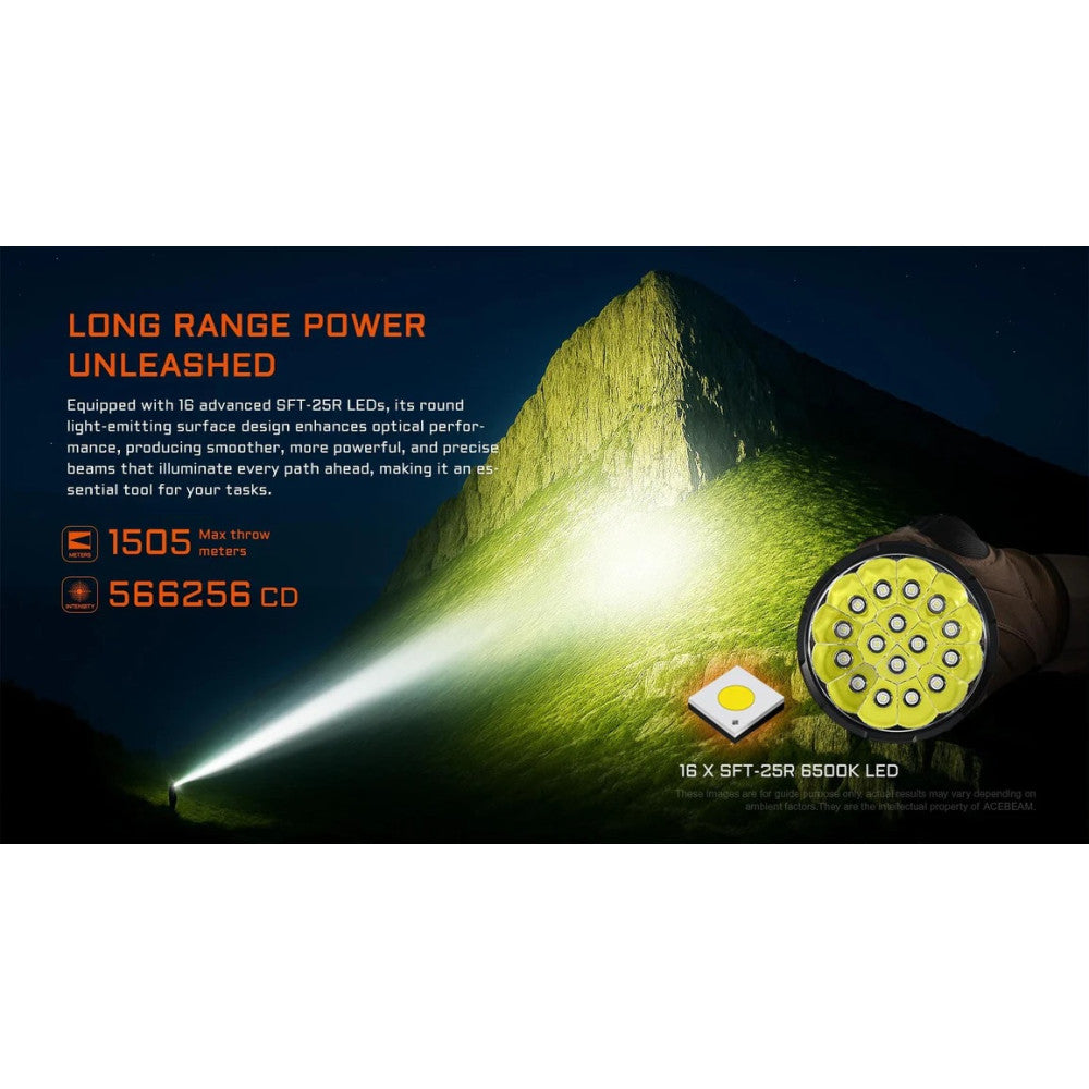 AceBeam X25 22,000 Lumen High-Power Long Range Flashlight - 1505 Metres