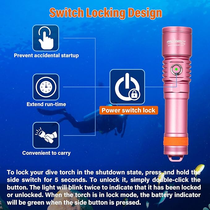 OrcaTorch D710 Diving Light – 3000 Lumens, 308 Metres - PINK