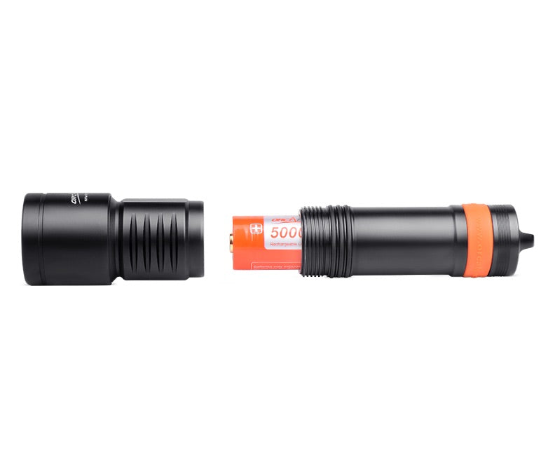 OrcaTorch D700 Rechargeable Dive Torch 1700 Lumens – BLACK