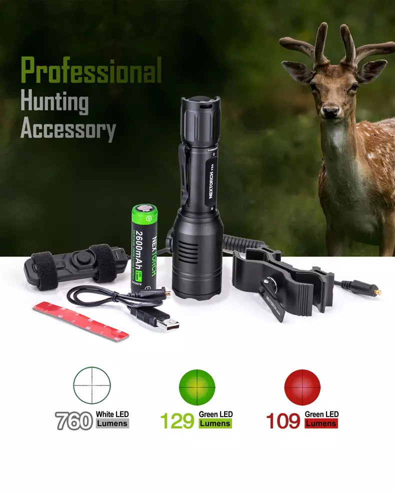 NEXTORCH T53 Rechargeable Red/Green/White 3 in 1 Hunting Kit