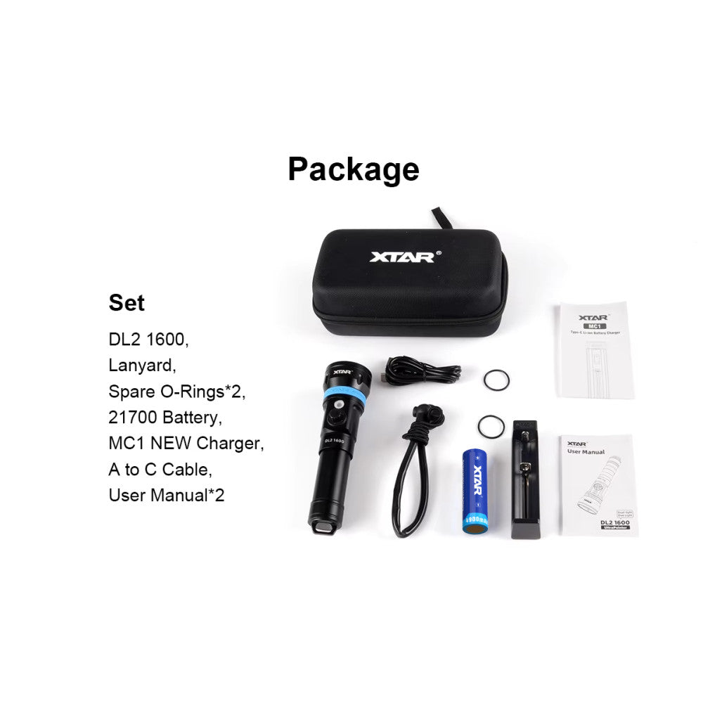 XTAR DL2 1600 Lumen Dive Light Ultrapointer
