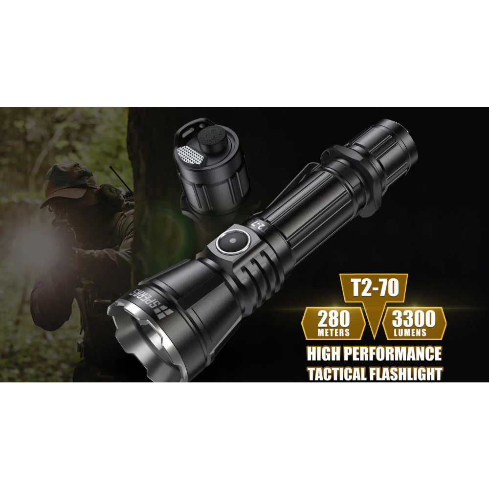 SPERAS T2-70 3300 Lumen Rechargeable Tactical Flashlight - 280 Metres