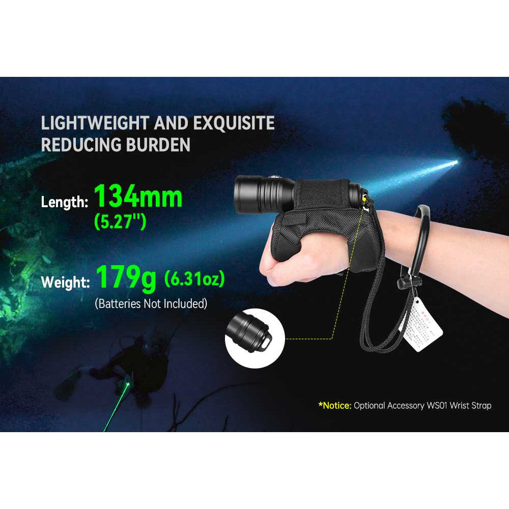 Orca Torch OrcaTorch D570-GL 2.0 1500 Lumen Diving Light with 5mW Green Laser ...