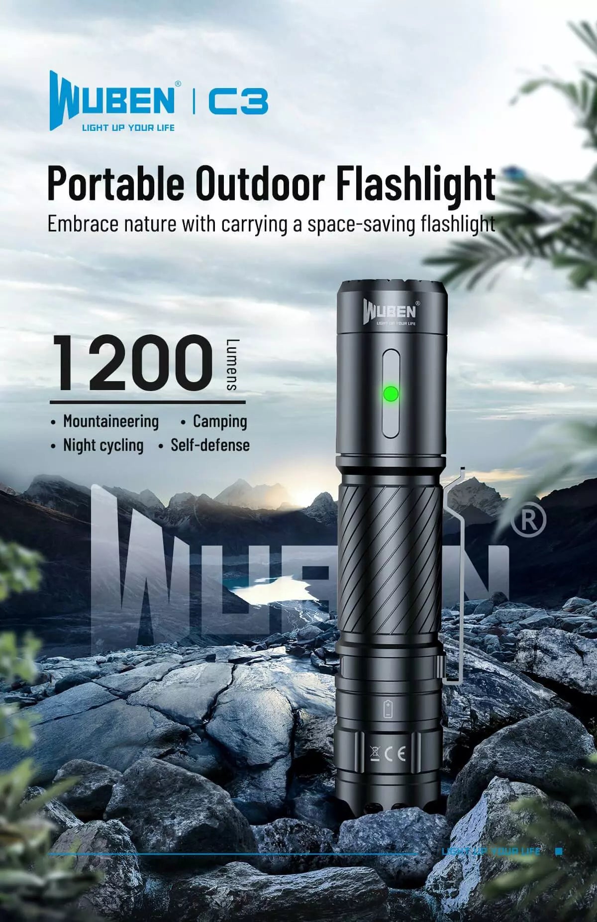 Wuben C3 1200 Lumen USB-C Rechargeable Compact Flashlight