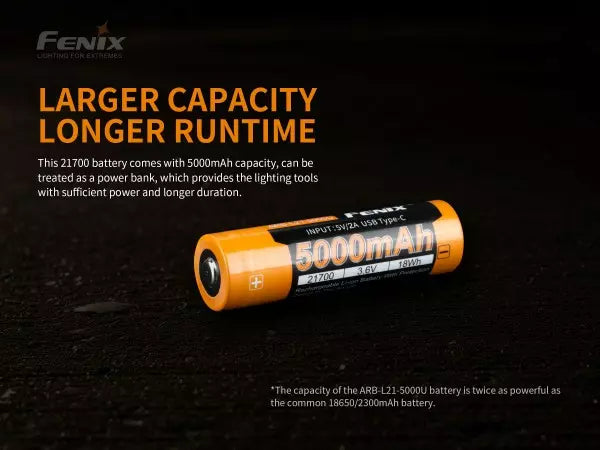 Fenix 21700 Li-ion USB-C Rechargeable Battery ARB-L21-5000U