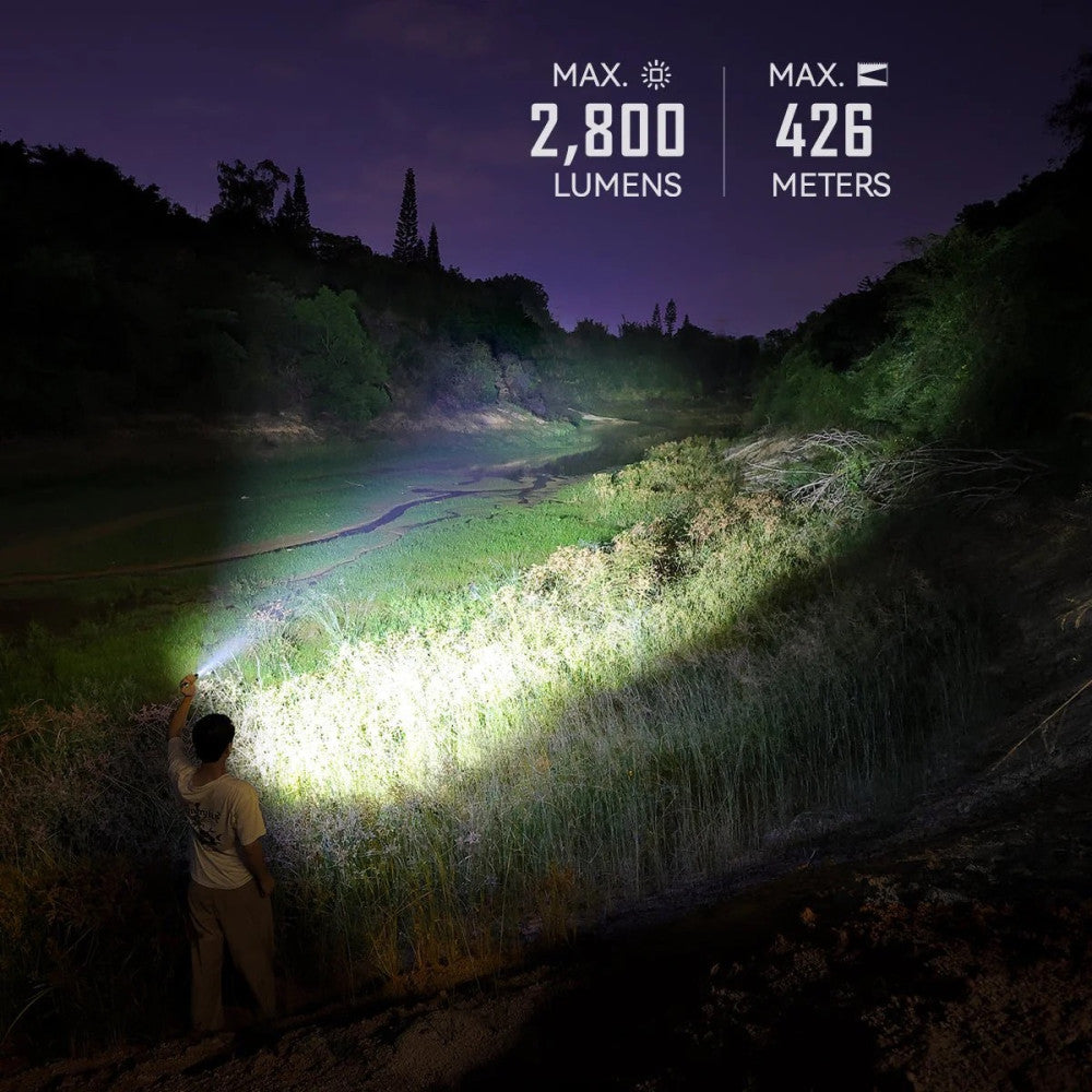 Imalent GR35 PE 2800 Lumen Rechargeable Flat Flashlight with Green Laser/UV/Police Lights - 426 Metres