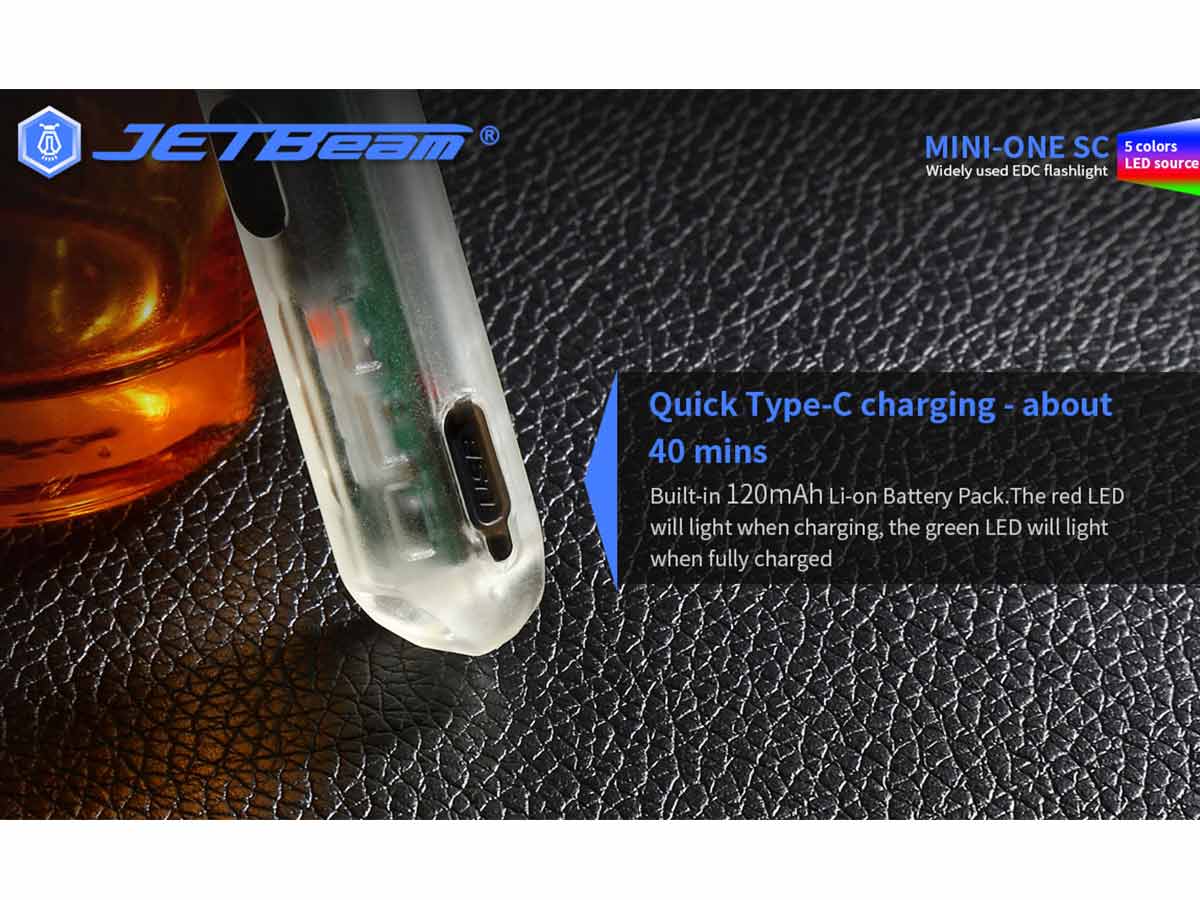 JETBeam MINI-ONE SC 400 Lumen USB-C Keychain Light with 365nm UV
