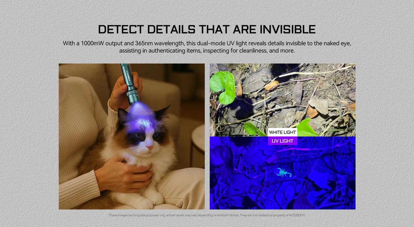 AceBeam K1 1000 Lumen EDC Flashlight with 3 Light Sources - 223 Metres