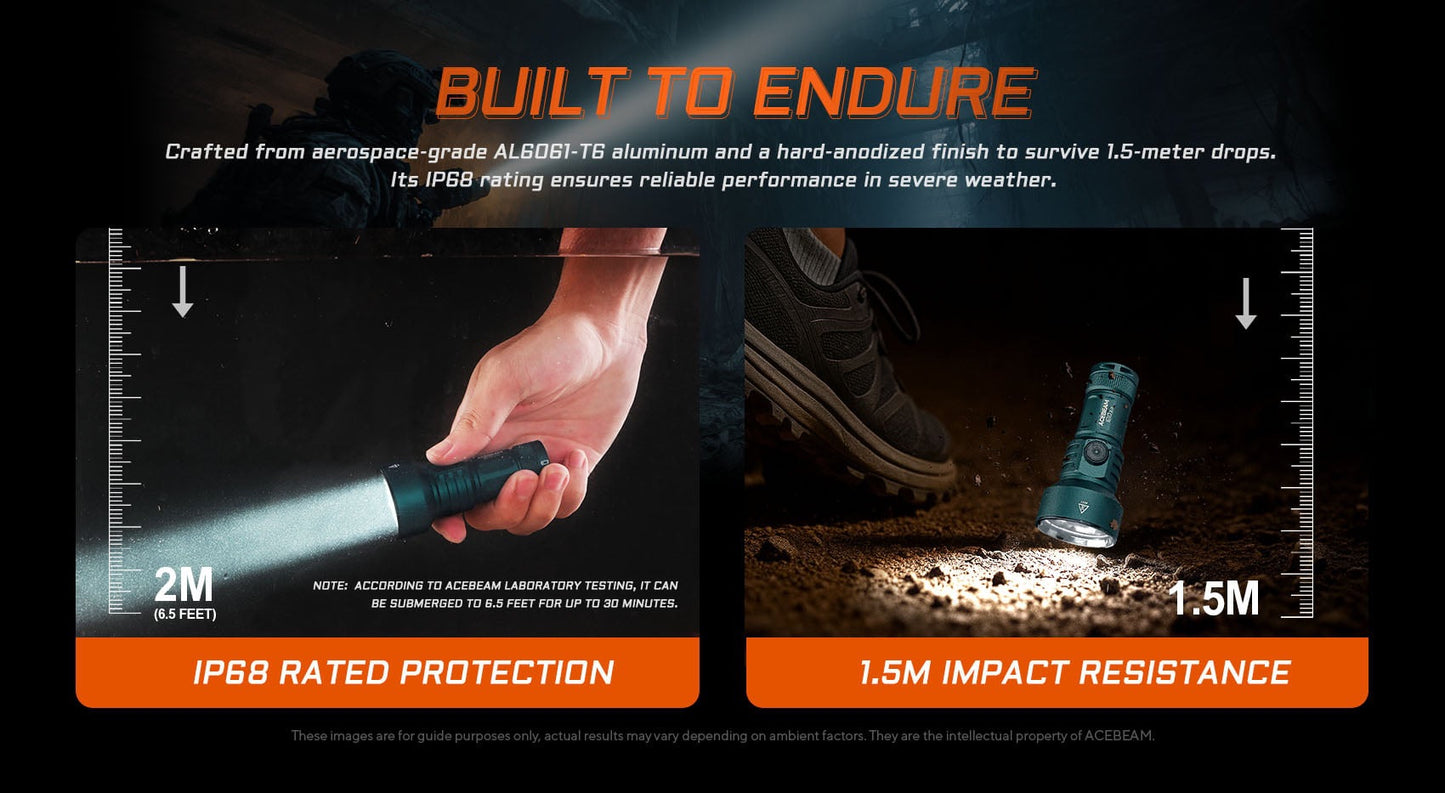AceBeam E10 2.0 Ultra Compact Long-Range EDC Thrower - 1200 Lumens, 715 Metres