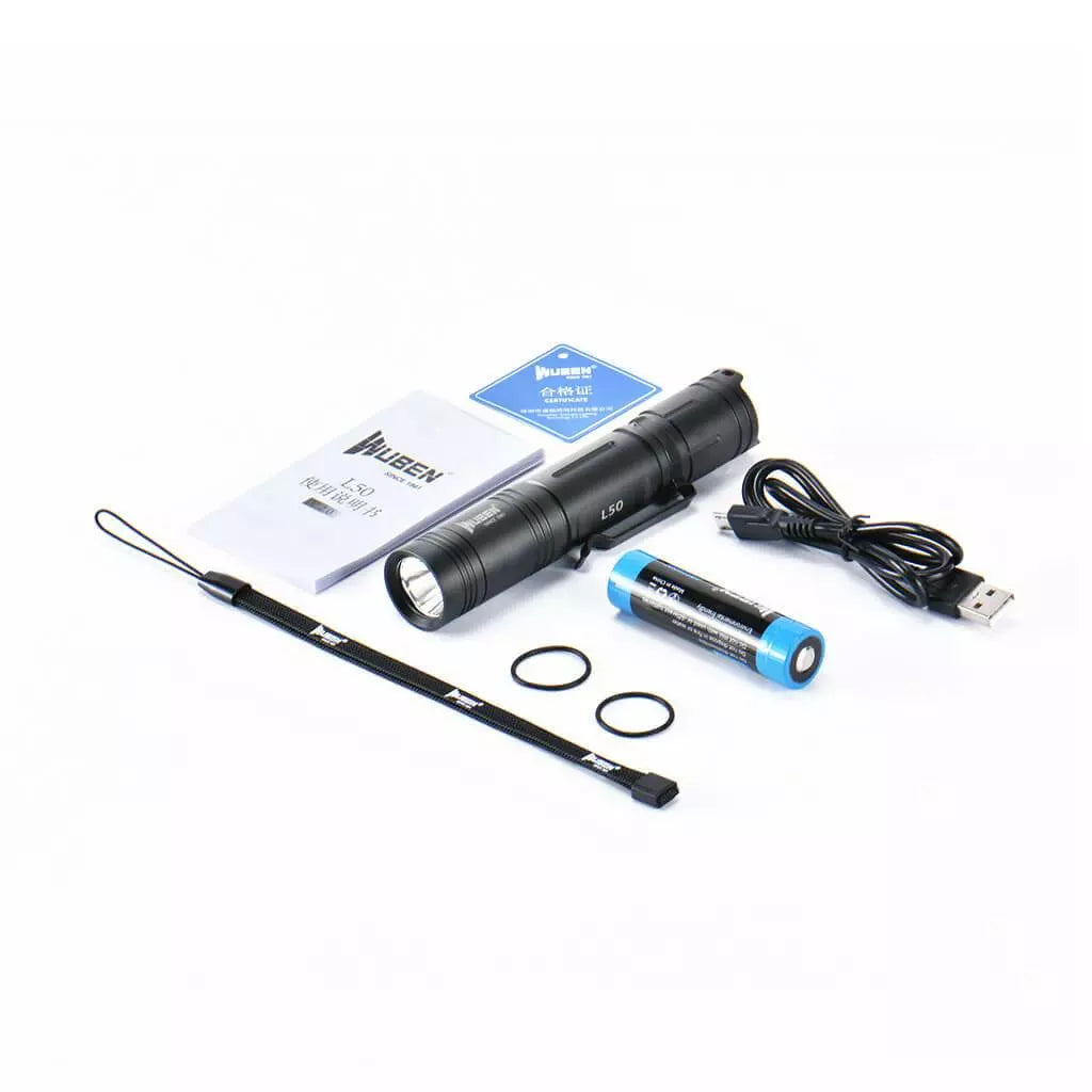 Wuben L50 1200 Lumen Micro-USB Rechargeable Compact Pocket Flashlight