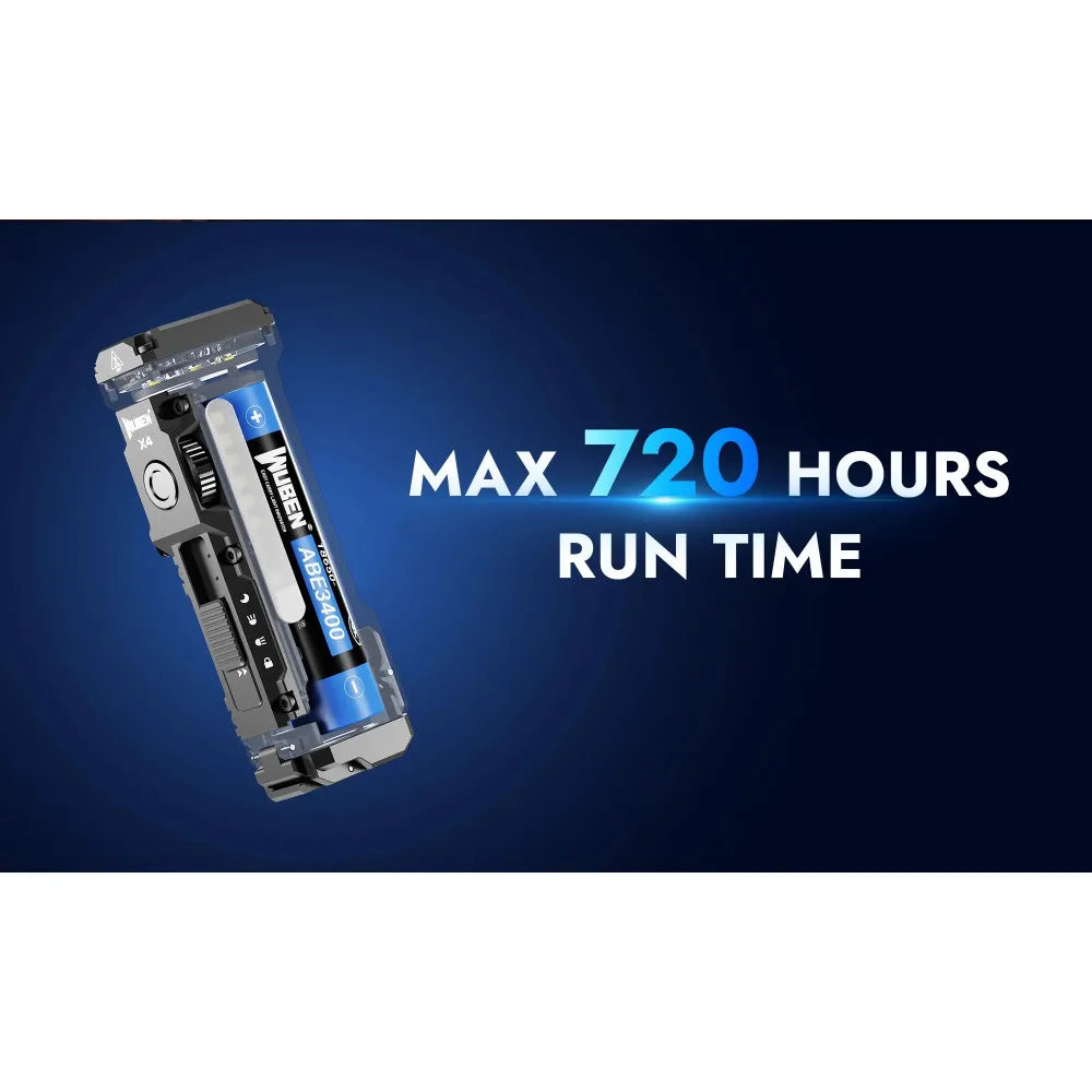 Wuben X4 1500 Lumen Compact EDC Flashlight - 205 Metres (Black)