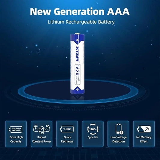 XTAR AAA Rechargeable Lithium Batteries 1.5V 1620mWh - 4 Pack