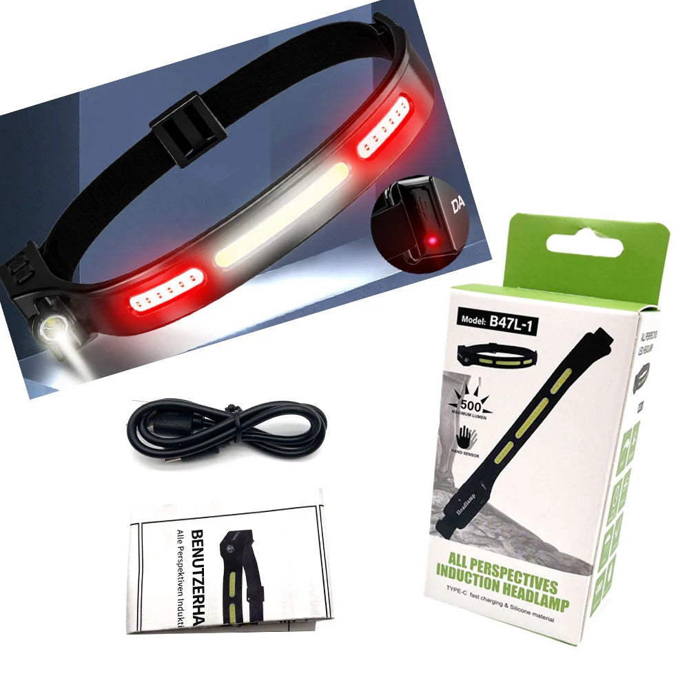 SPERAS B47S-1 Rechargeable Headlamp, White+Red+Motion Sensor - 500 Lumens, 130 Metres