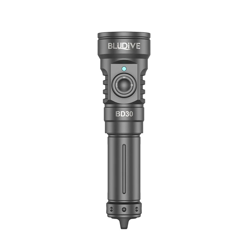 BluDive BD30 3000 Lumen Dive Light – 134° Wide Beam Scuba Video Torch, Dual White & UV, 150m Waterproof, USB-C 21700 Rechargeable