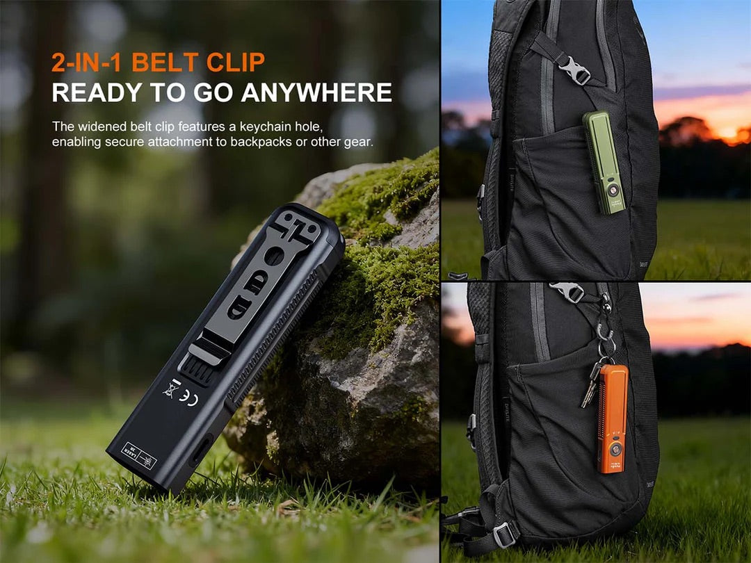 Fenix E06R Pro Flat Flashlight with UV & Red Laser Modes in Black - 1600 Lumens, 160 Metres