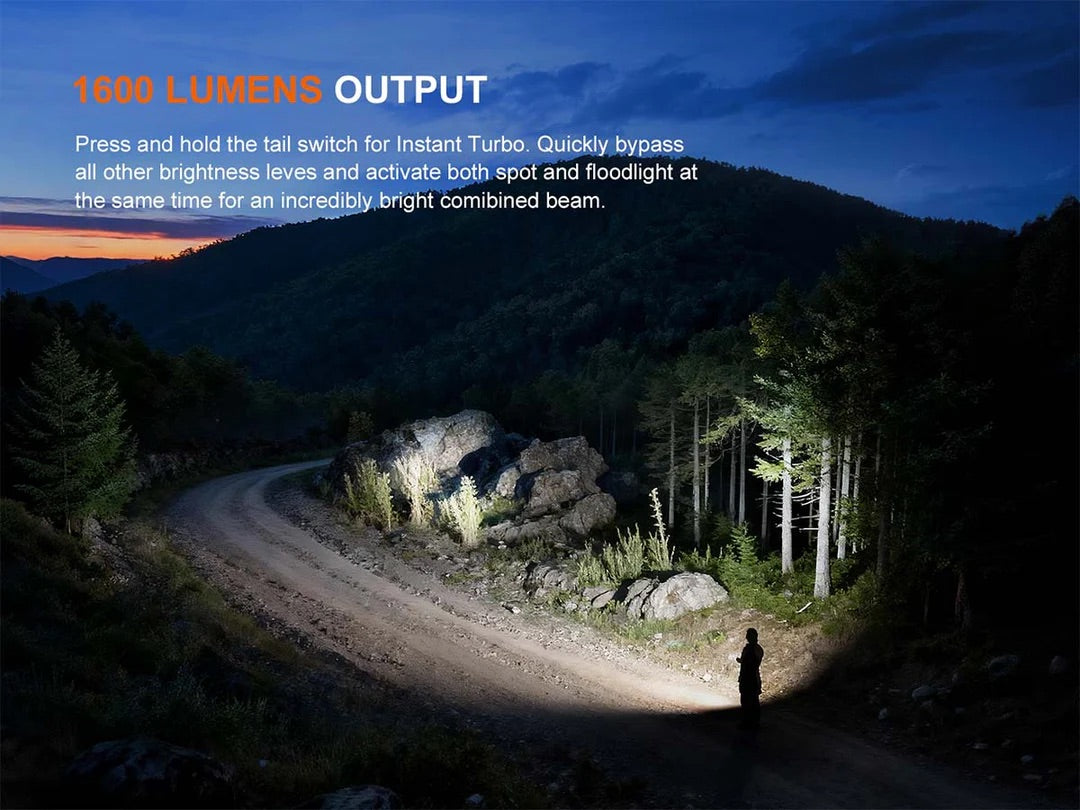 Fenix E06R Pro Flat Flashlight with UV & Red Laser Modes - 1600 Lumens, 160 Metres (Orange)
