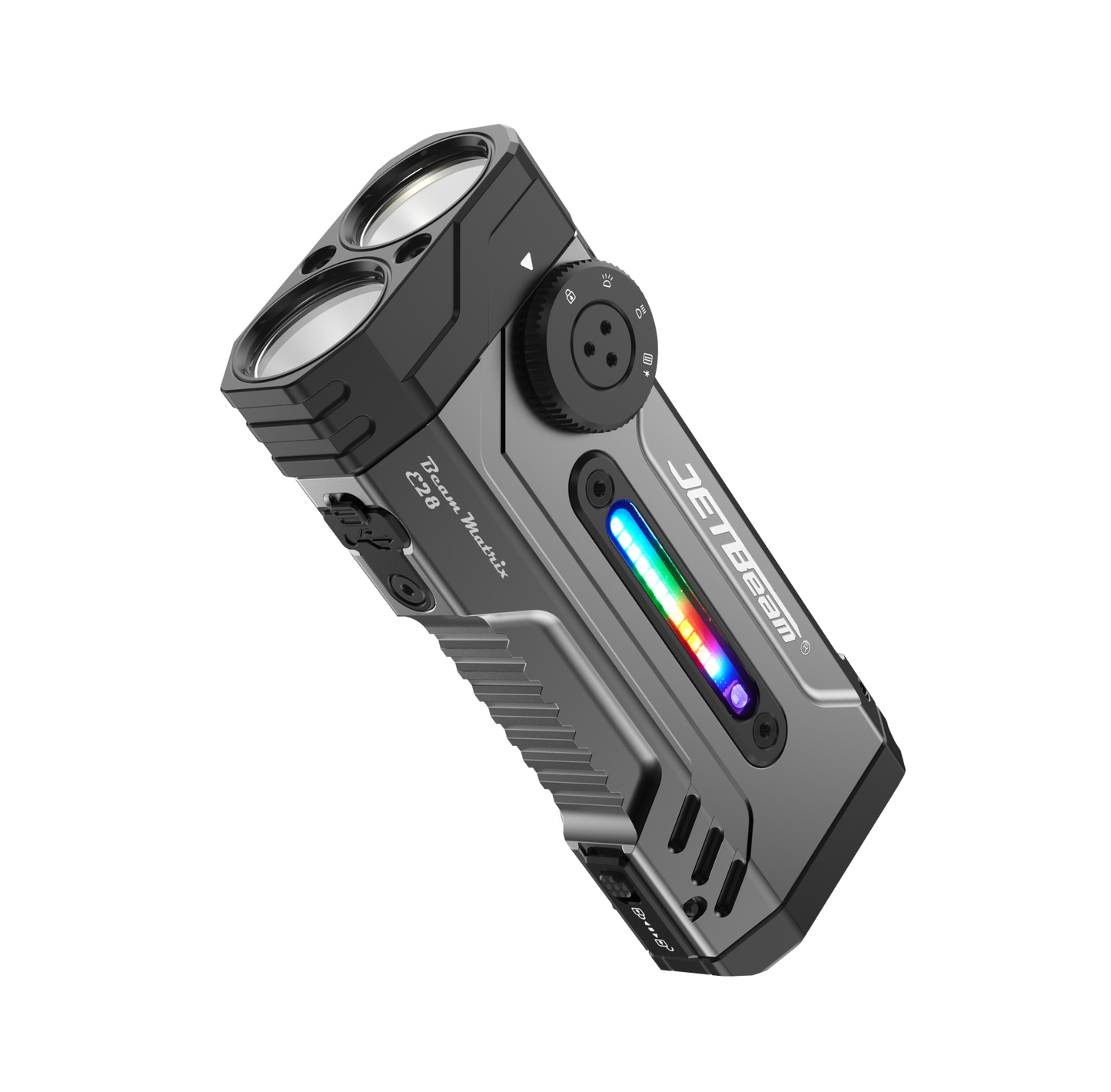 JETBeam E28 Rechargeable EDC Torch, 3300 Lumens, 365 Metres - GREY