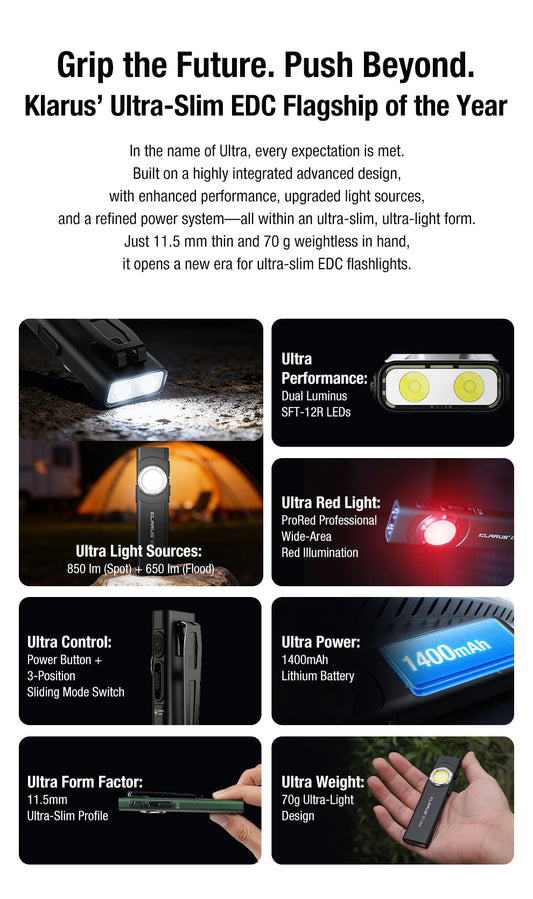 Klarus E5 Ultra (Black) - 800 Lumens, 120 Metres
