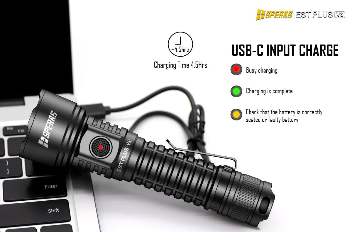 SPERAS EST Plus V3 USB-C Rechargeable Hunting Torch Kit - 3000 Lumens - 800m