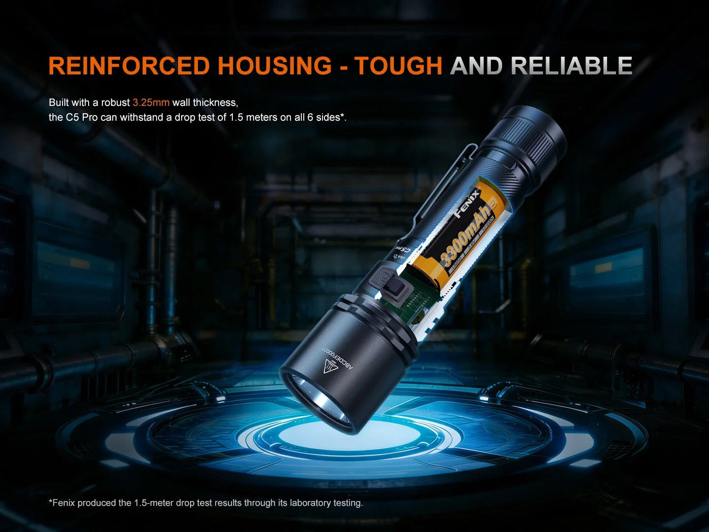 Fenix C5 Pro Heavy Duty Compact Long Throw Rechargeable Flashlight - 2000 Lumens, 480 Metres