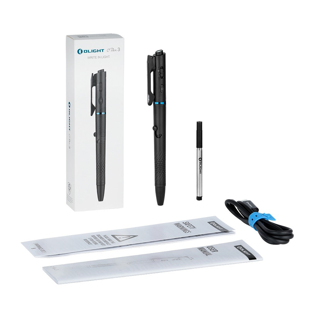 Olight O'Pen 3 120 Lumen Rechargeable Pen Light with Green Laser - Black