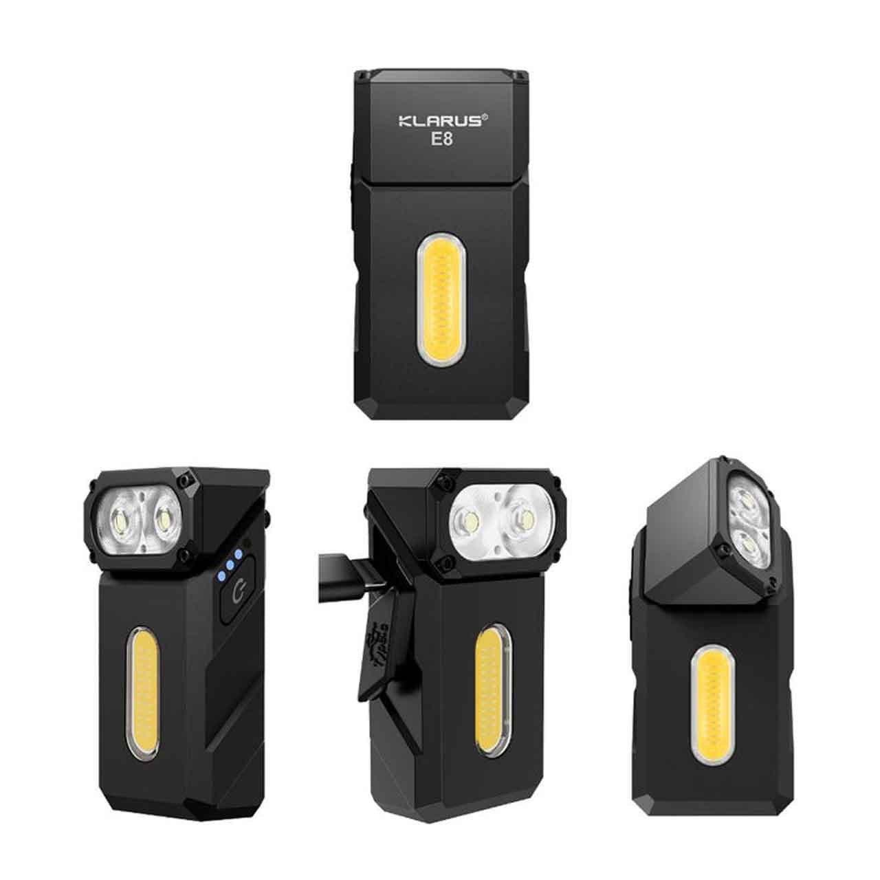Klarus E8 Triple-Light Swivel-Head EDC Torch Black - 1000 Lumens