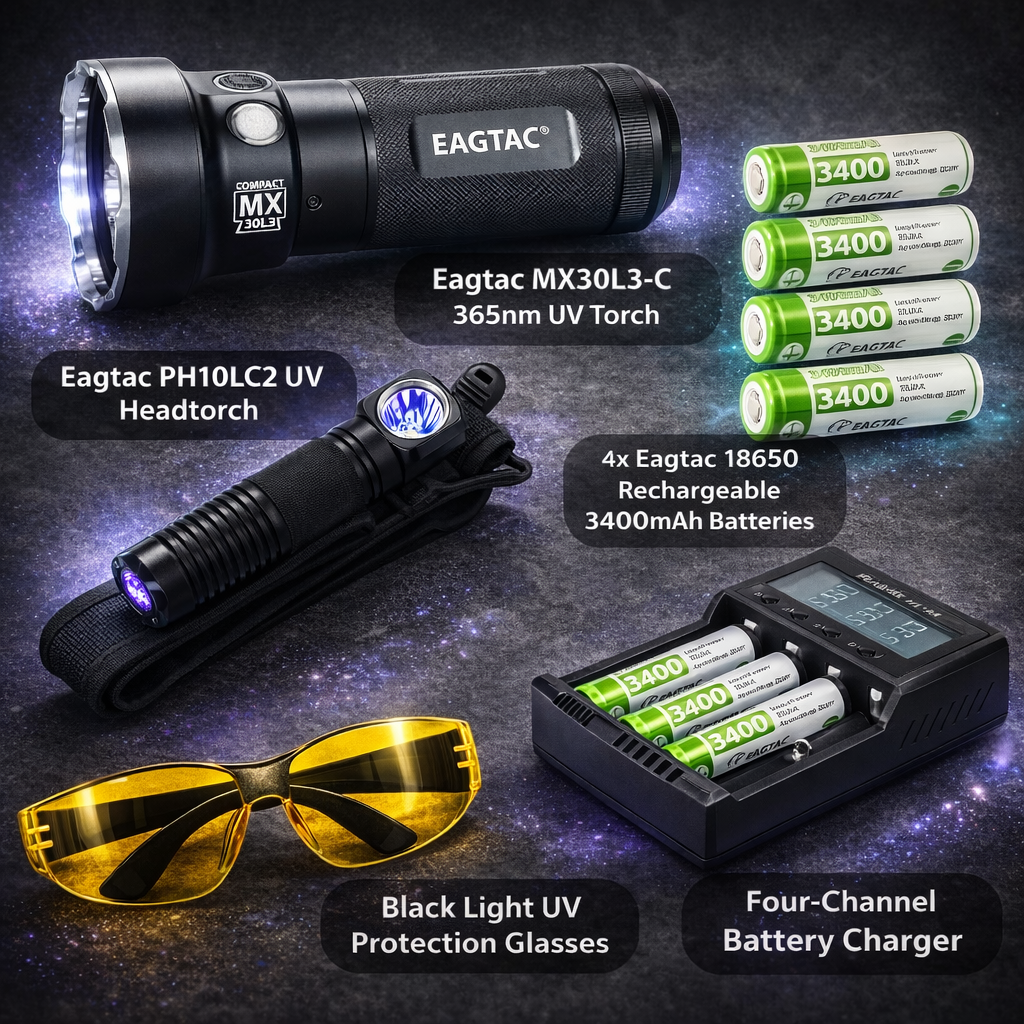 Ultimate EagleTac Opal Mining Kit (MX30L3-C 365nm UV + PH10LC2 365nm Headtorch)
