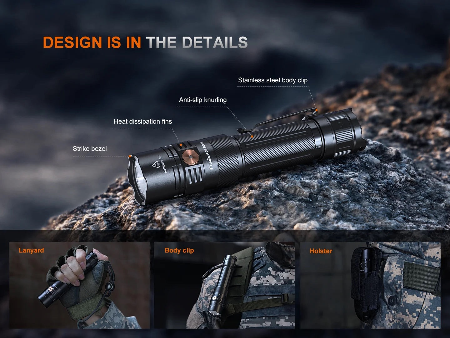 Fenix PD36R ACE 3000 Lumen USB-C Rechargeable Tactical Flashlight - 415 Metres