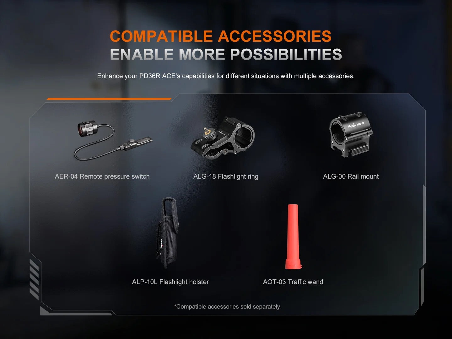 Fenix PD36R ACE 3000 Lumen USB-C Rechargeable Tactical Flashlight - 415 Metres