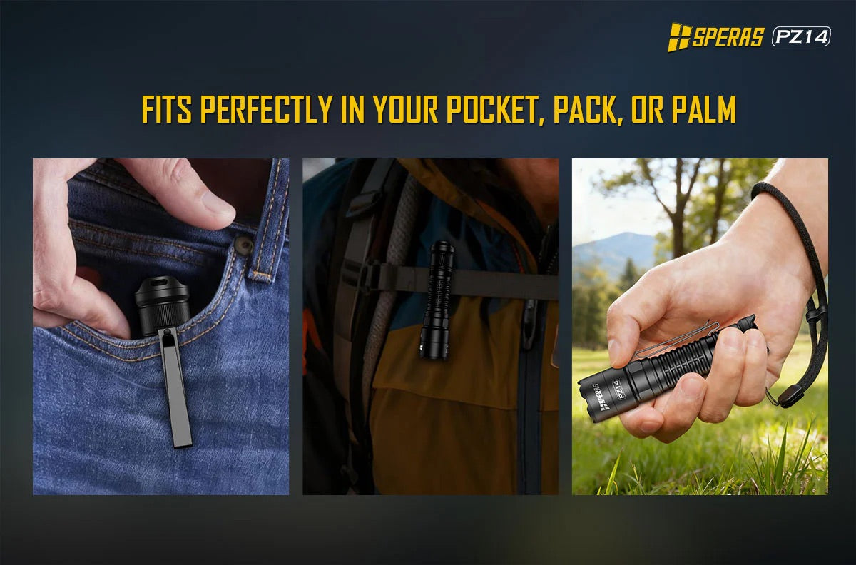 SPERAS PZ14 Zoomable EDC Tactical Hunting Outdoor Flashlight - 1000 Lumens, 440 Metres