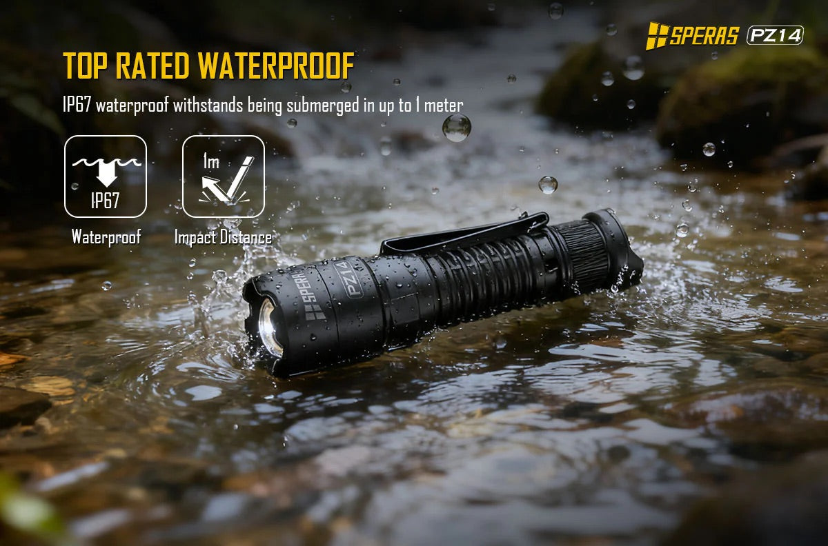 SPERAS PZ14 Zoomable EDC Tactical Hunting Outdoor Flashlight - 1000 Lumens, 440 Metres