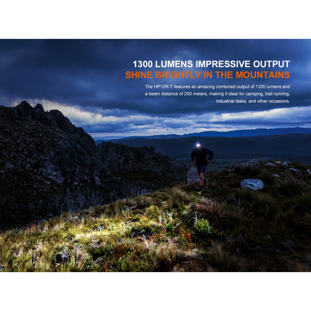 Fenix HP12R-T Beam Distance Separation-Style Headlamp Red - 1300 Lumens, 200 Metres