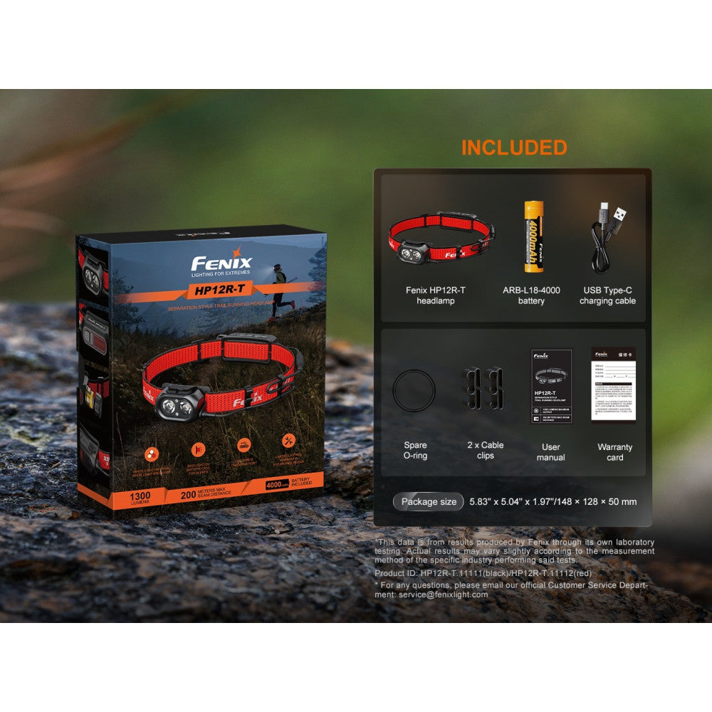 Fenix HP12R-T Beam Distance Separation-Style Headlamp Red - 1300 Lumens, 200 Metres