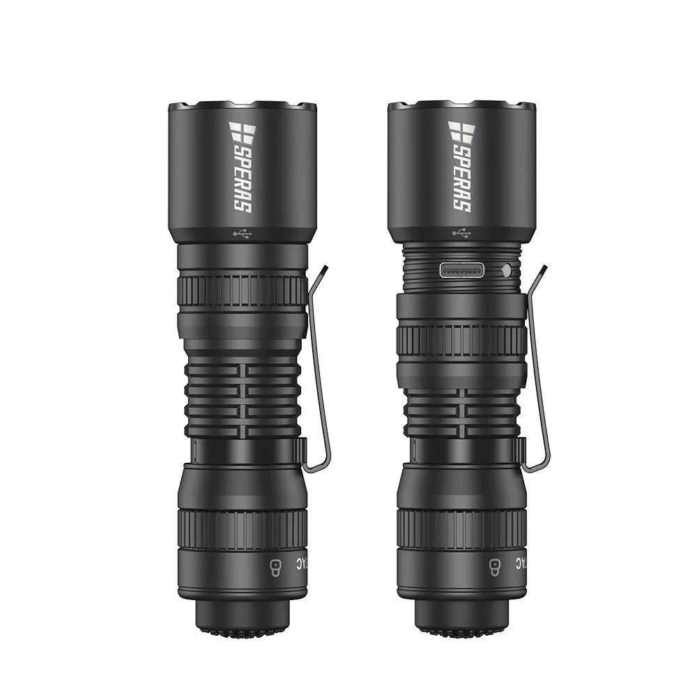 SPERAS EST16 1600 Lumen Tactical Flashlight - Instant One-Step Strobe EDC Torch