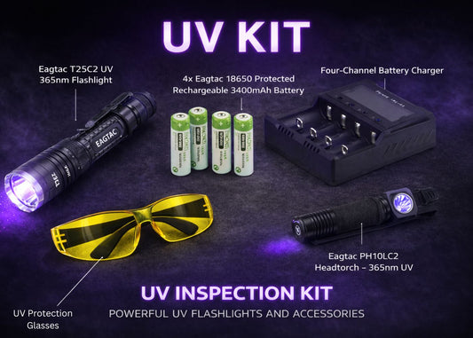 EagleTac Opal Kit (T25C2 UV - 365nm + PH10LC2 UV Headtorch - 365nm)