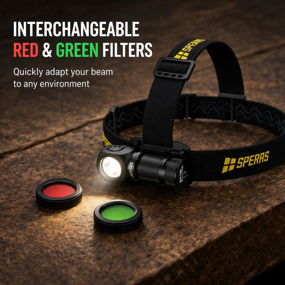 SPERAS SH16 Versatile Rechargeable Headlamp - 1650 Lumens, 355 Metres