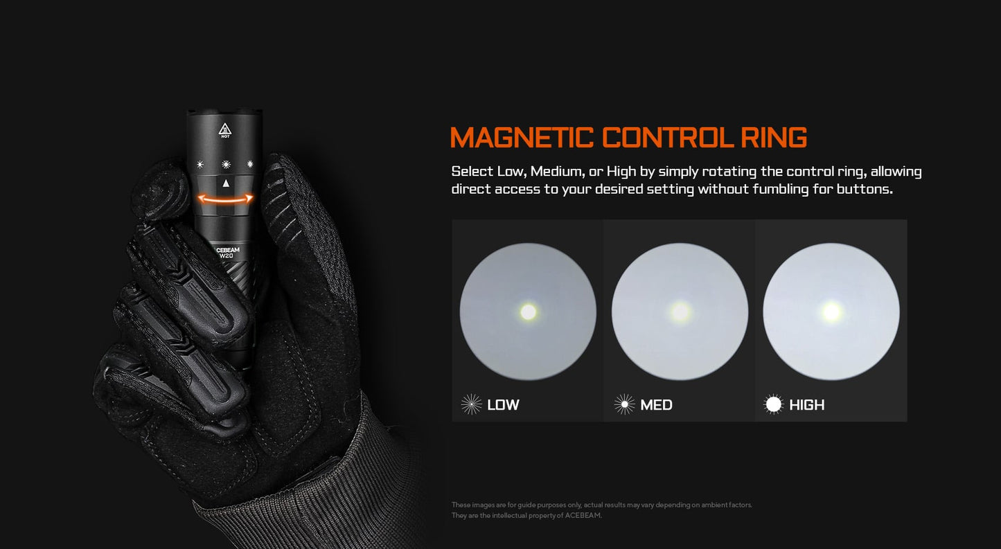AceBeam W20 LEP Flashlight - Ultra Long Range Laser Torch 1km+ Beam Distance USB-C Rechargeable