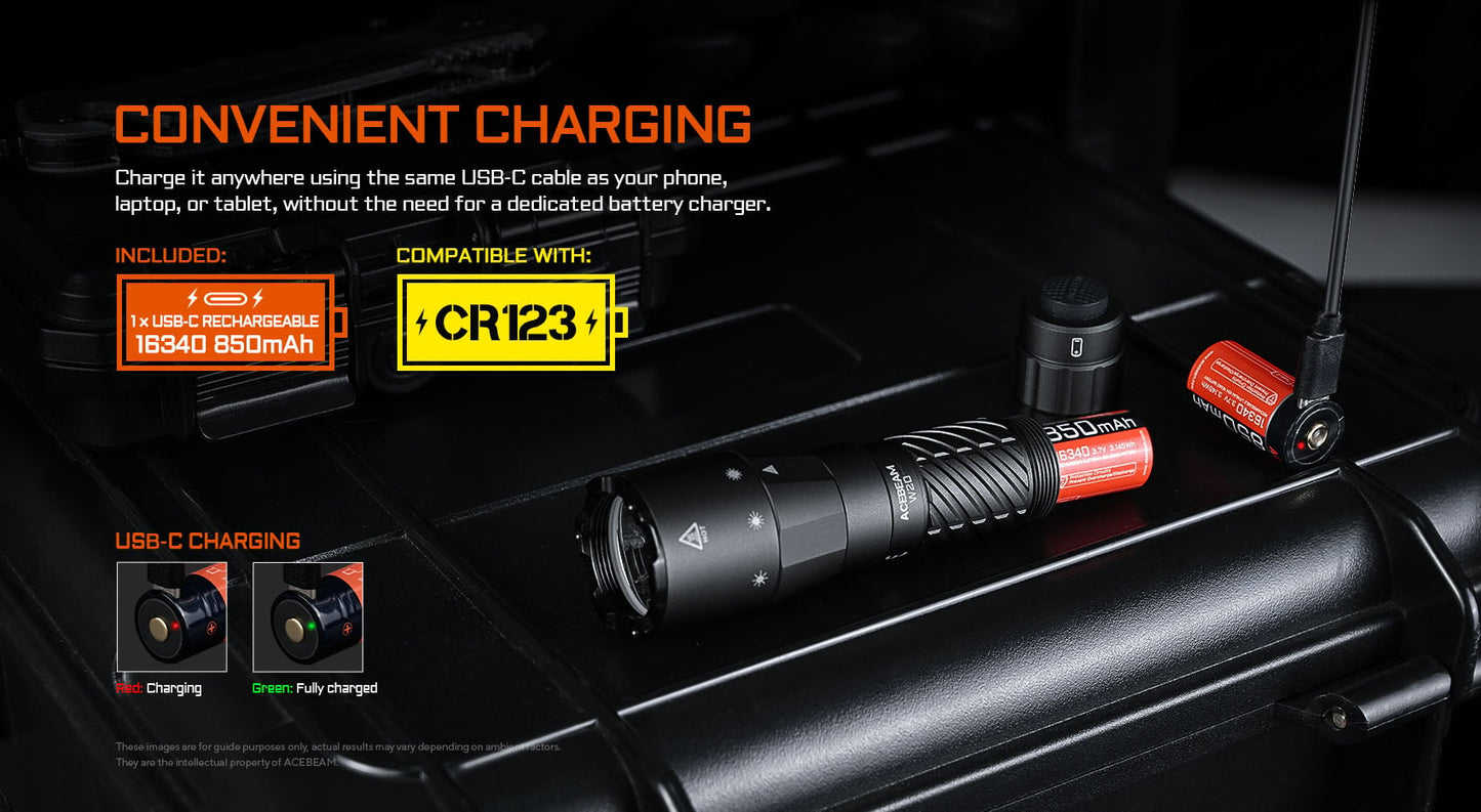 AceBeam W20 LEP Flashlight - Ultra Long Range Laser Torch 1km+ Beam Distance USB-C Rechargeable