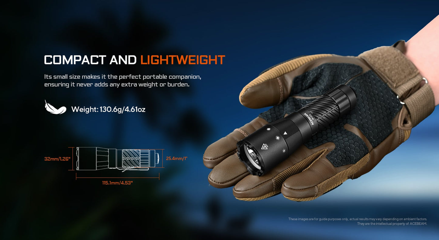 AceBeam W20 LEP Flashlight - Ultra Long Range Laser Torch 1km+ Beam Distance USB-C Rechargeable