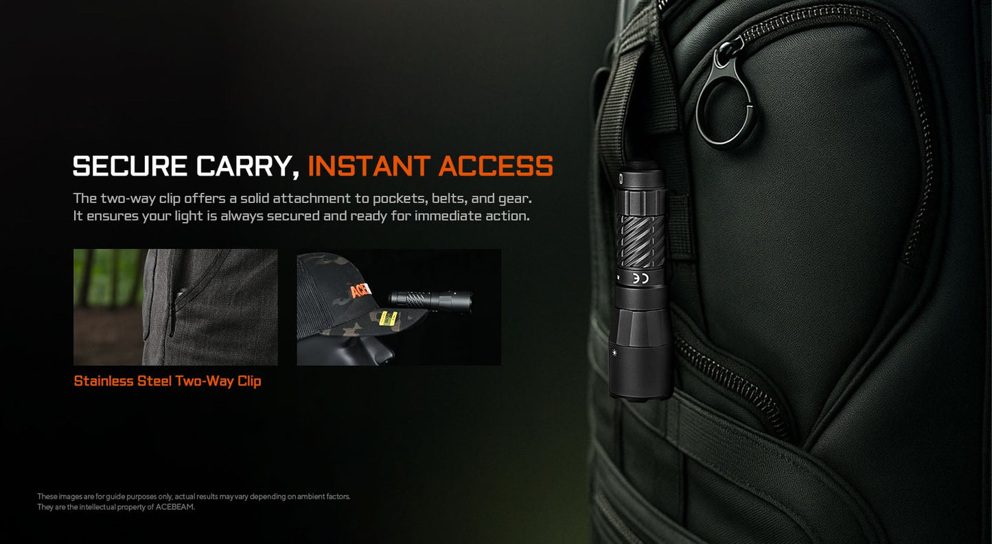 AceBeam W20 LEP Flashlight - Ultra Long Range Laser Torch 1km+ Beam Distance USB-C Rechargeable