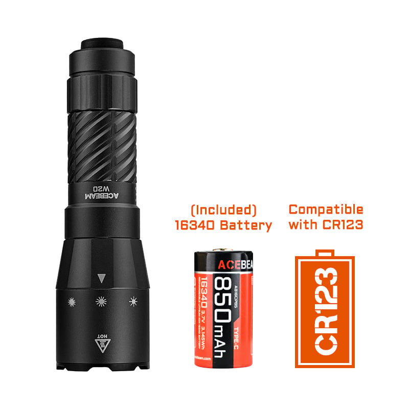 AceBeam W20 LEP Flashlight - Ultra Long Range Laser Torch 1km+ Beam Distance USB-C Rechargeable