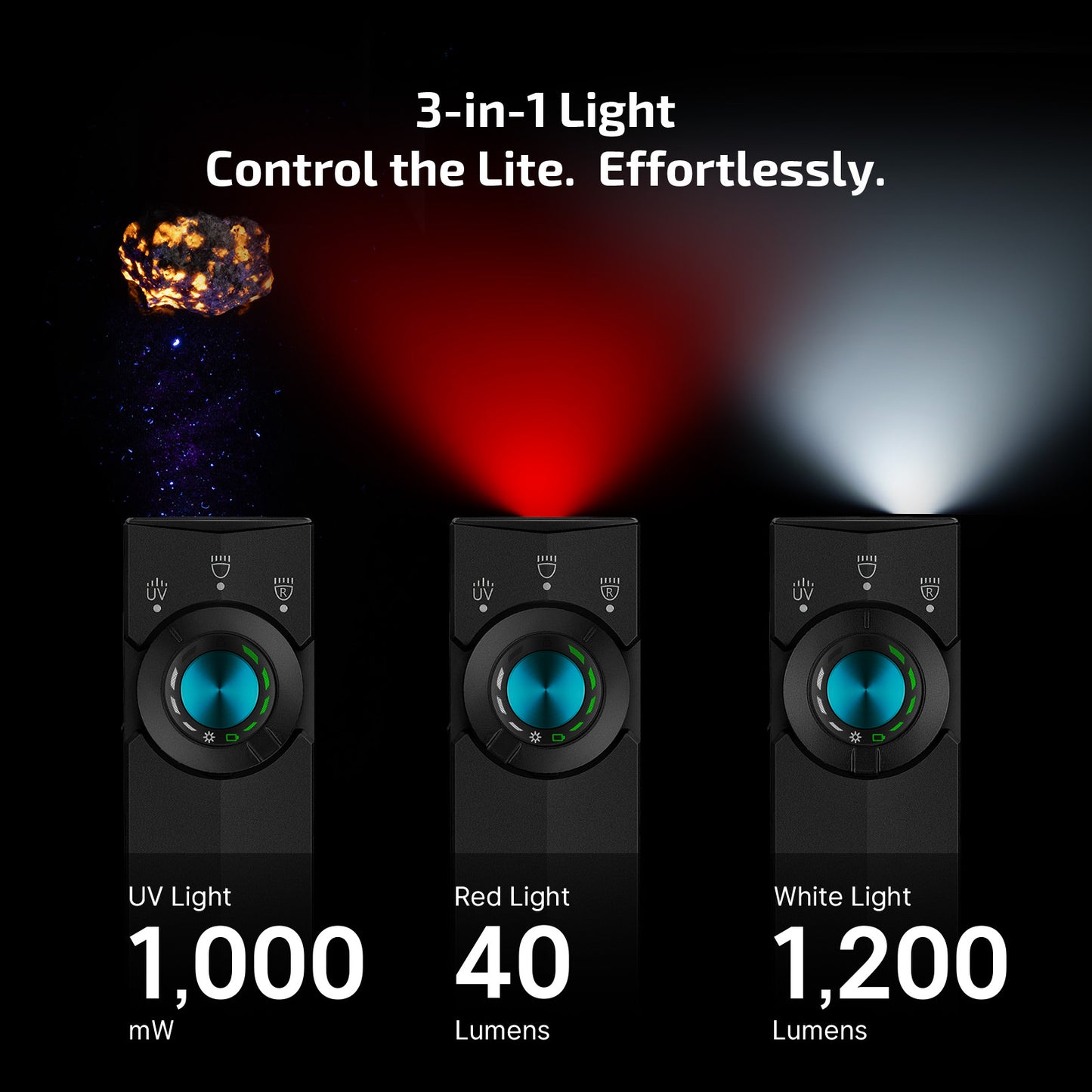 Olight ArkPro Lite – Flat Unibody EDC Torch with Multi-Light Sources - Matte Black - 1200 Lumens