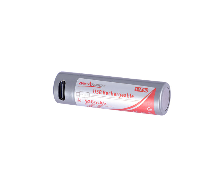 OrcaTorch 14500 USB-C Rechargeable Battery - 920mAh