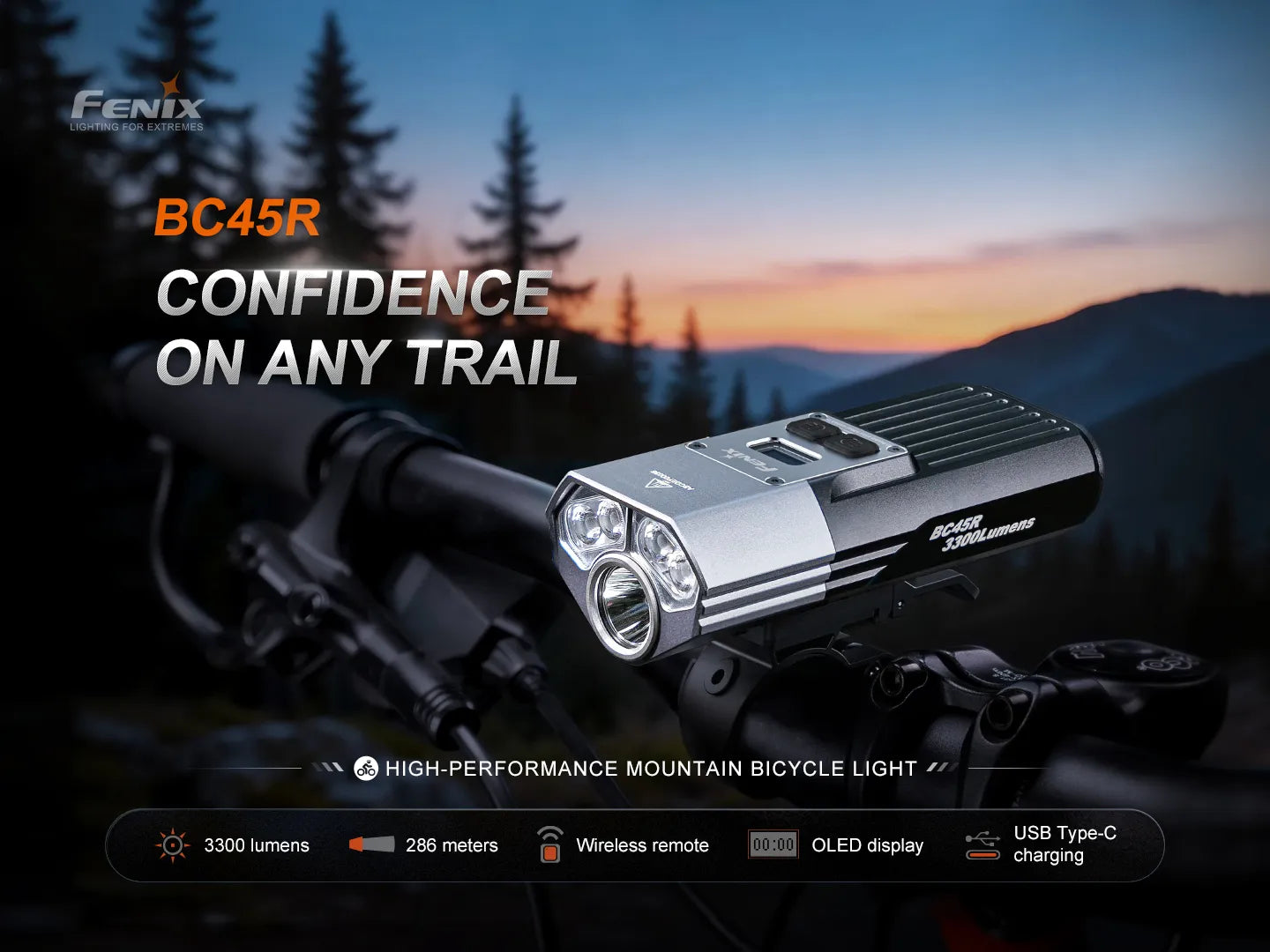 Fenix BC45R 3300 Lumen USB-C Rechargeable LED Bike Light
