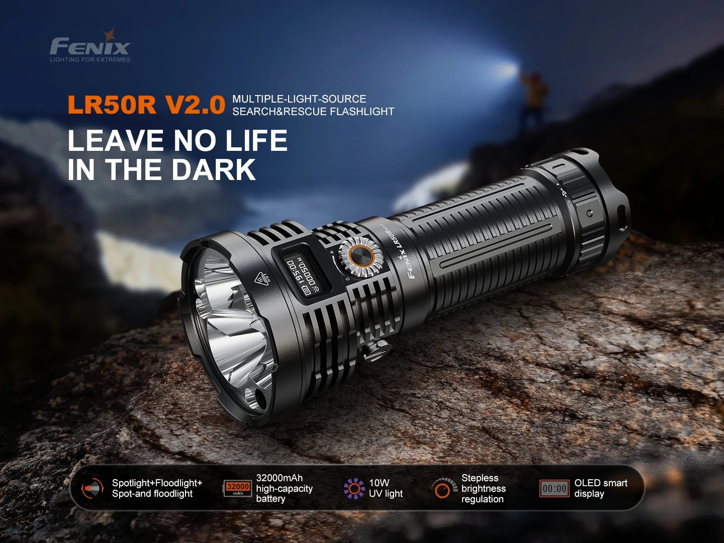 Fenix LR50R V2.0 18,000 Lumen Spot and Flood Searchlight with Red and UV
