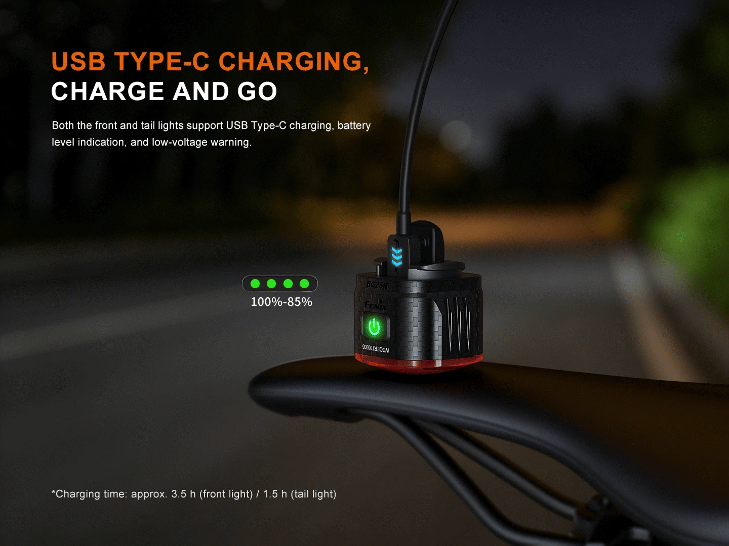 Fenix BC28R 2500 Lumen Smart Front and Rear Bike Light Set