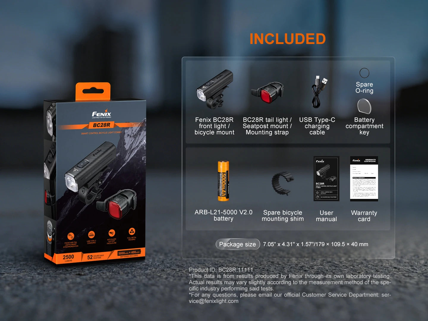 Fenix BC28R 2500 Lumen Smart Front and Rear Bike Light Set