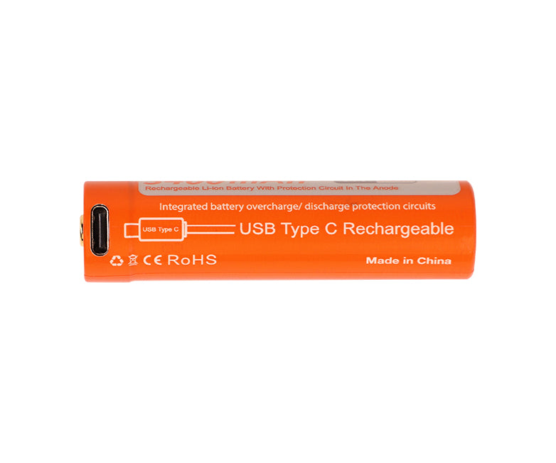 OrcaTorch 18650 USB-C Rechargeable Battery - 3400mAh
