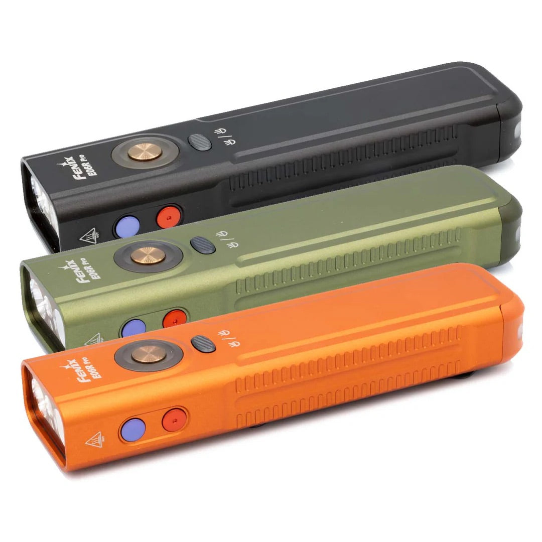 Fenix E06R Pro Flat Flashlight with UV & Red Laser Modes - 1600 Lumens, 160 Metres (Orange)